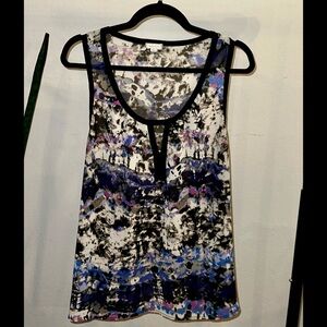 Eyeshadow Black and Blue Abstract Print Blouse